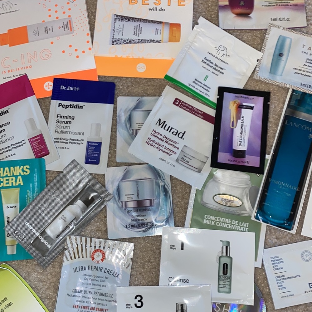 Sephora Lot of 24 Luxe Skincare (Drunk Elephant, Tatcha, Lancome, Dr Jart)